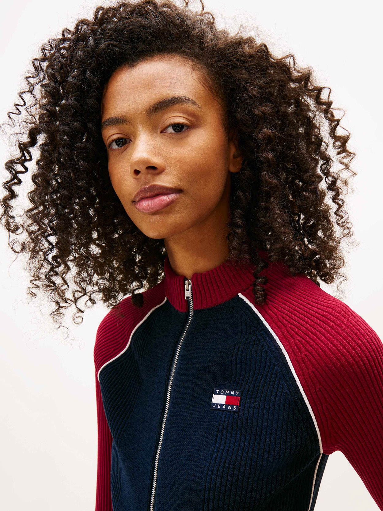 Jaqueta Colorblock de Tricot Canelado com Manga Raglan