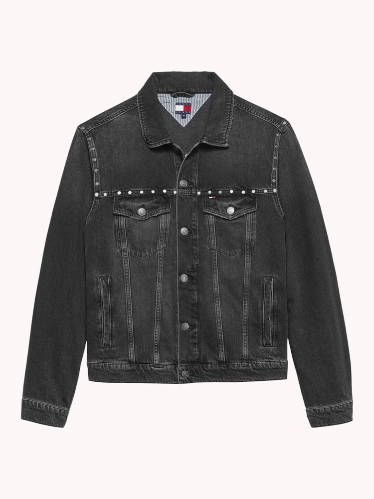 Jaqueta Jeans com Recortes e Bolso