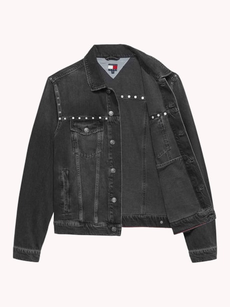 Jaqueta Jeans com Recortes e Bolso