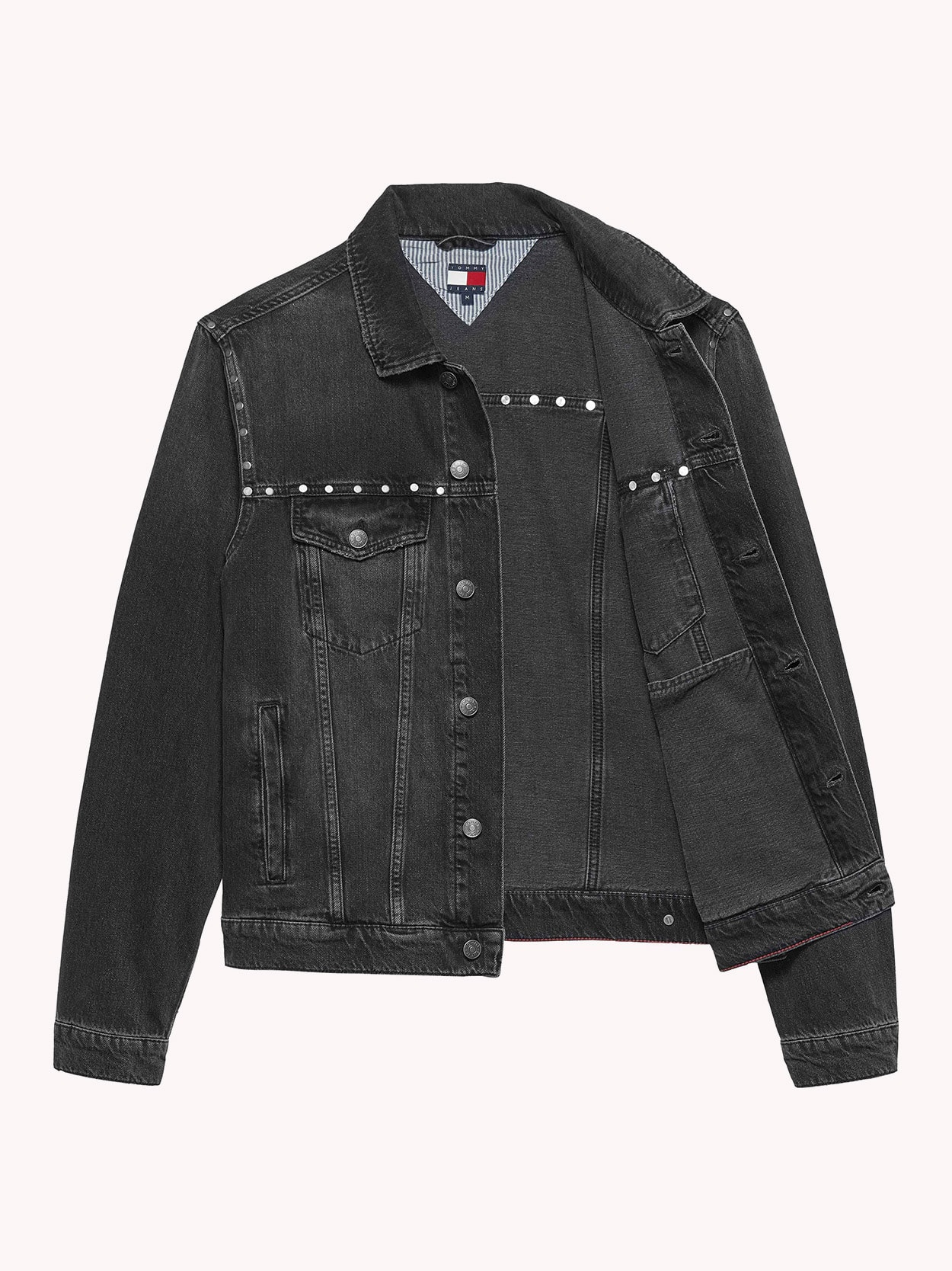 Jaqueta Jeans com Recortes e Bolso