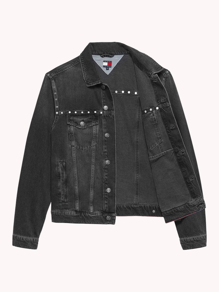 Jaqueta Jeans com Recortes e Bolso