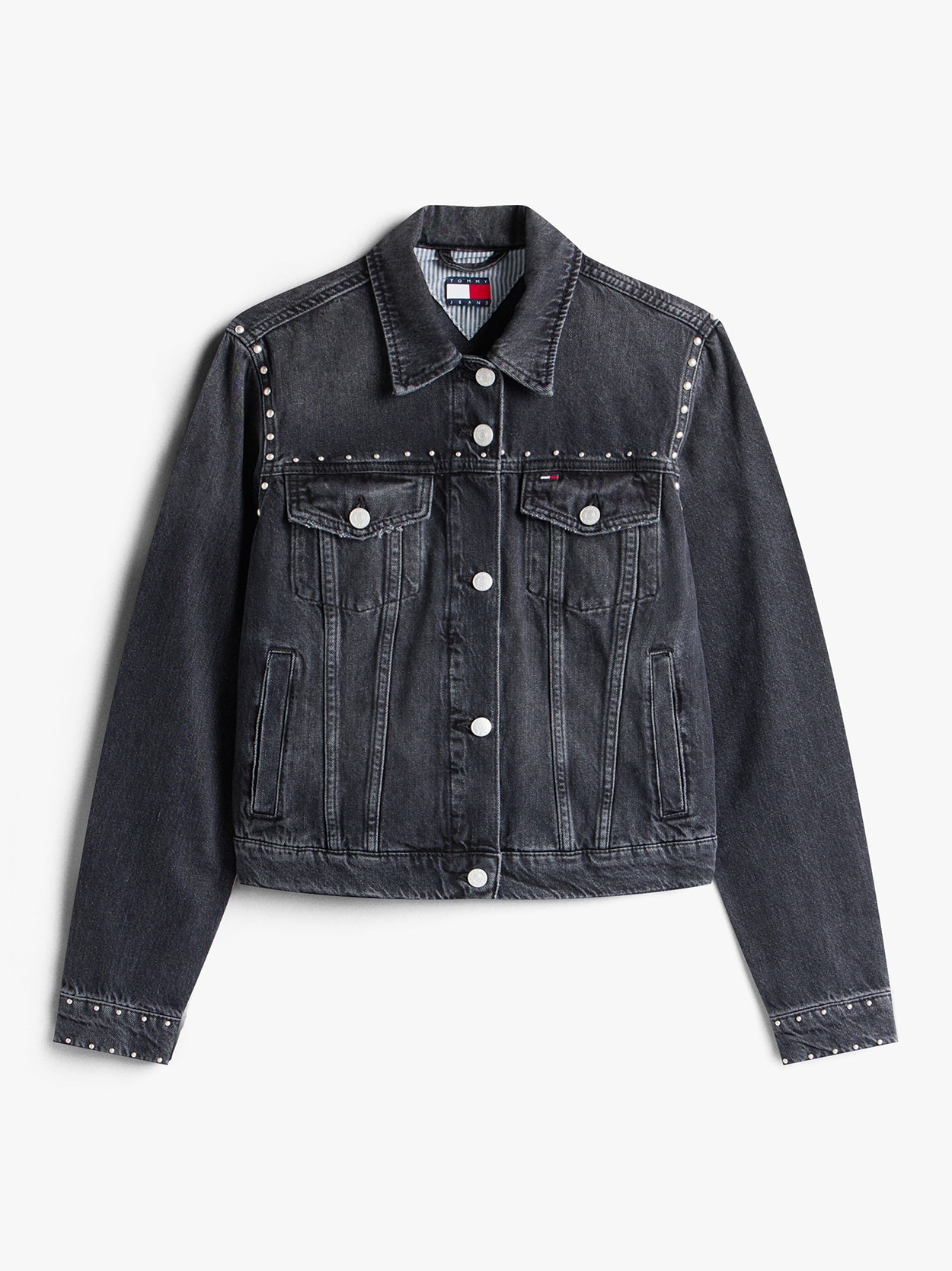Jaqueta Jeans Trucker com Tachas