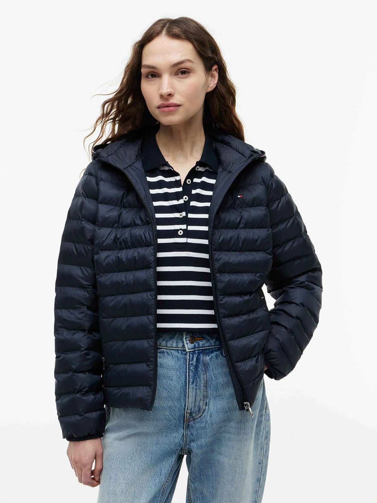 Jaqueta Puffer Clássica com Capuz Removível e Zíper