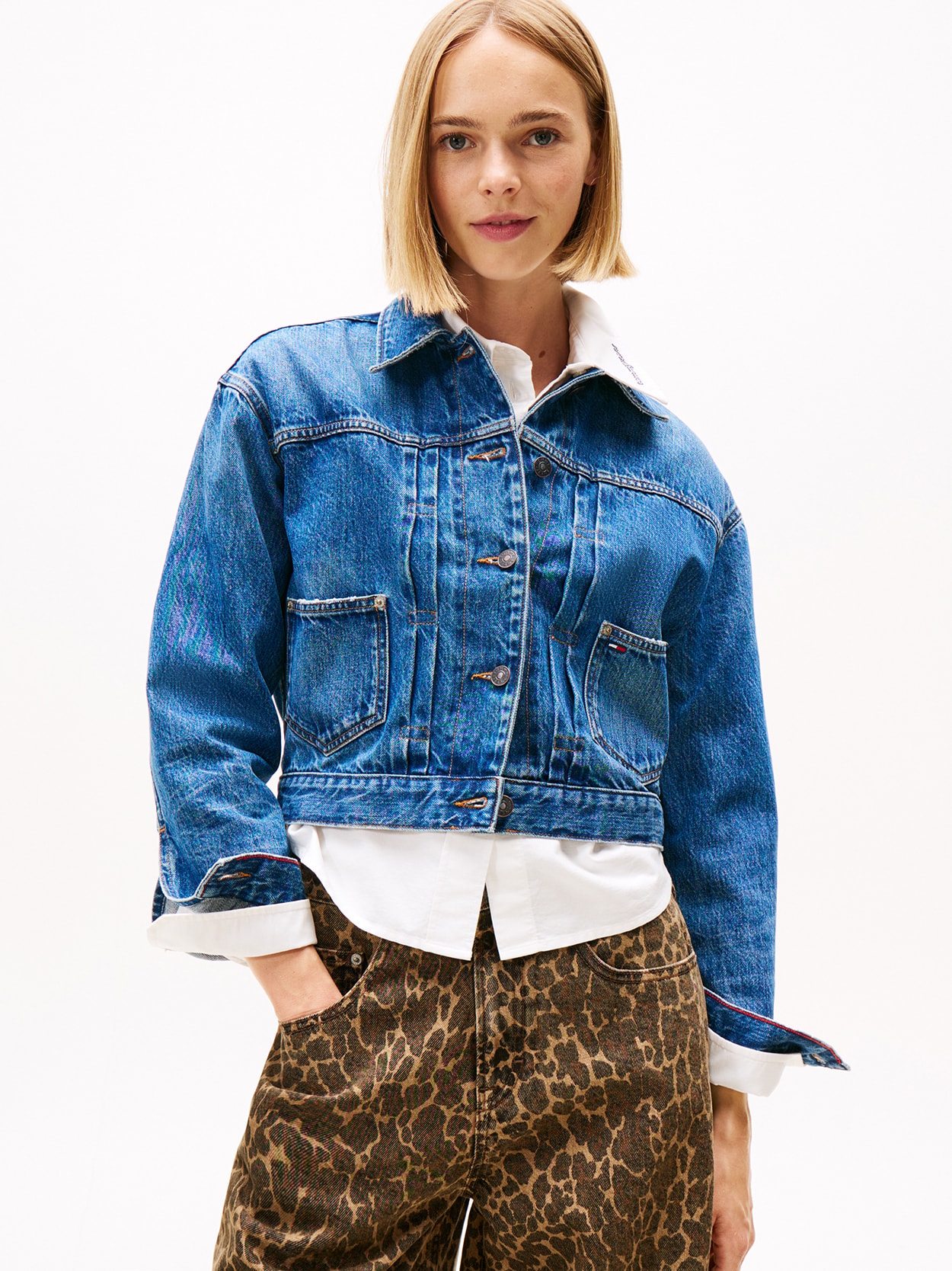 Jaqueta Trucker Jeans Plissada Selvedge
