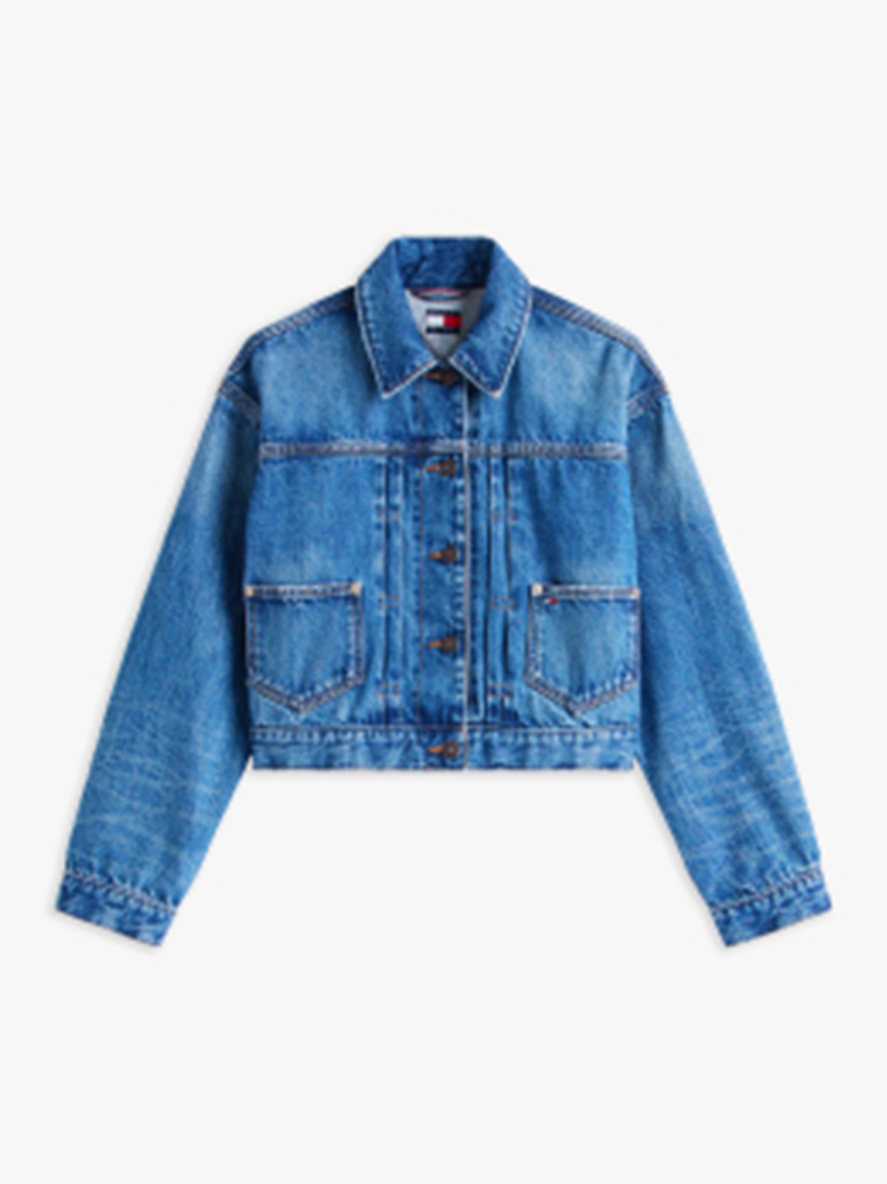 Jaqueta Trucker Jeans Plissada Selvedge