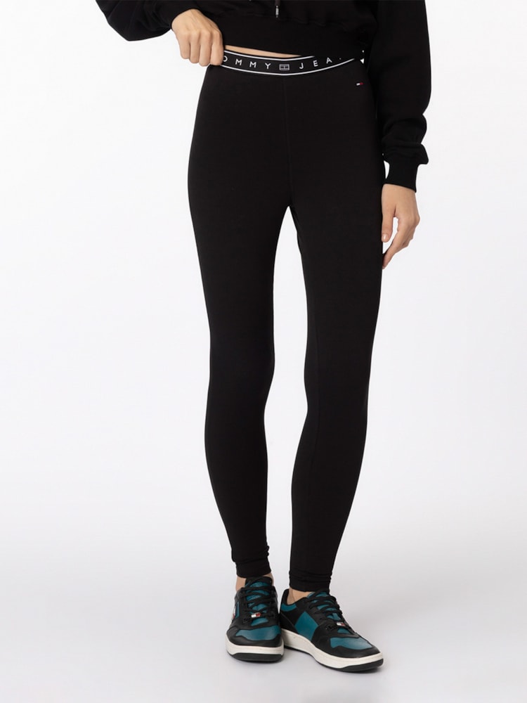 Legging Slim de Comprimento Total com Fita de Logo