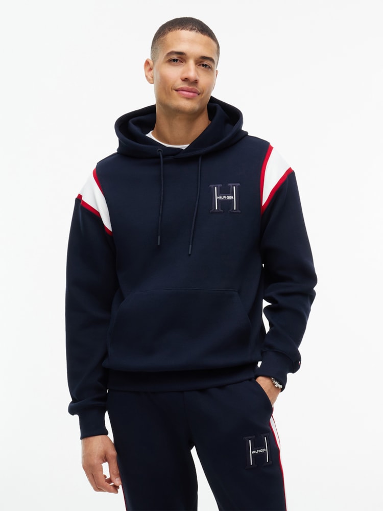 Moletom com Capuz Varsity com Listra Contrastante