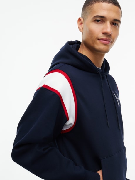 Moletom com Capuz Varsity com Listra Contrastante