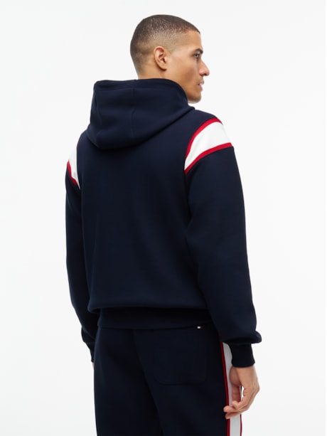 Moletom com Capuz Varsity com Listra Contrastante
