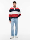 Moletom Polo Rugby Relaxed Tommy Badge Stripe