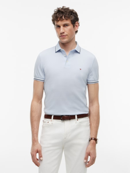 Polo Slim Fit Piquet com Detalhes nas Pontas