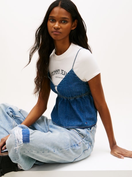 Regata Alças Finas Chambray Top