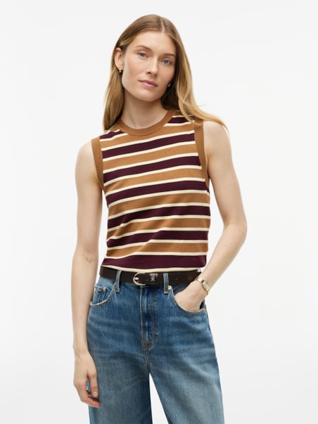Top Slim sem Manga Listrado Gola C