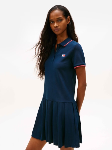 Vestido Badge Plissado Piquê