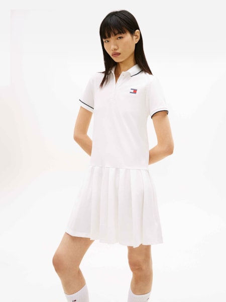 Vestido Badge Plissado Piquê