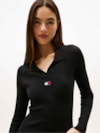 Vestido Decote V de Tricot Canelado
