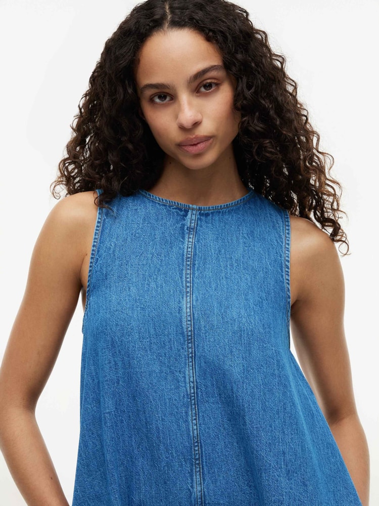 Vestido Evasê Chambray