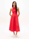 Vestido Longo sem Manga em Popeline Slim
