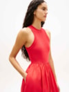 Vestido Longo sem Manga em Popeline Slim