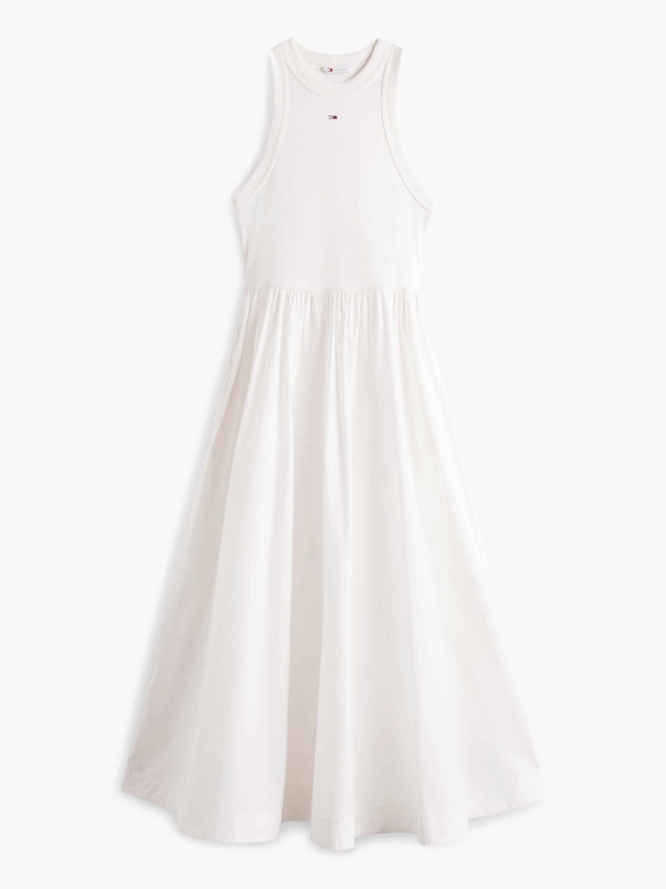 Vestido Longo sem Manga em Popeline Slim
