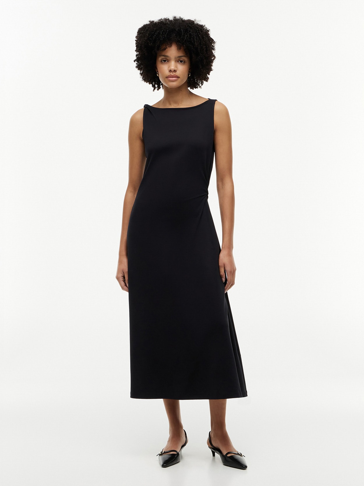 Vestido Midi de Malha Entrelaçada com Nó