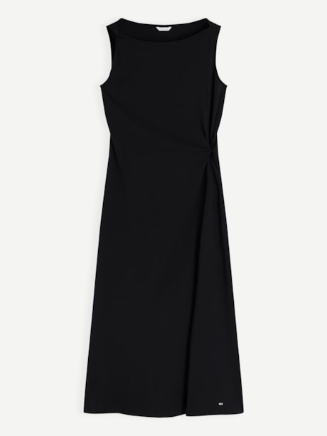 Vestido Midi de Malha Entrelaçada com  Nó
