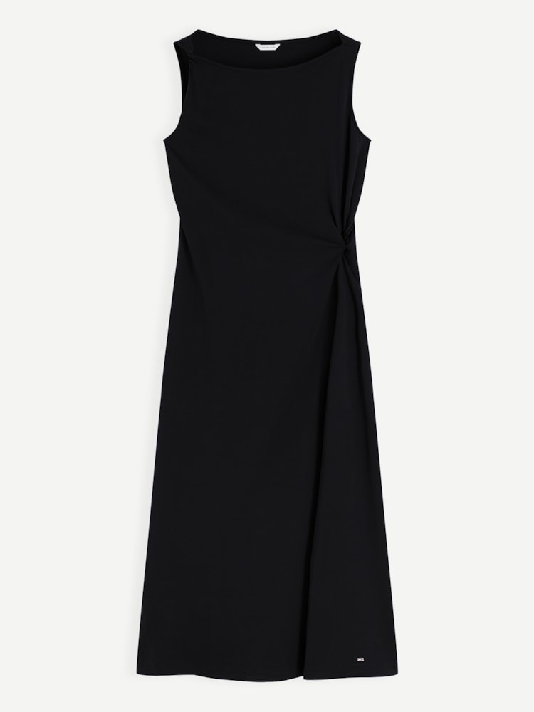 Vestido Midi de Malha Entrelaçada com Nó