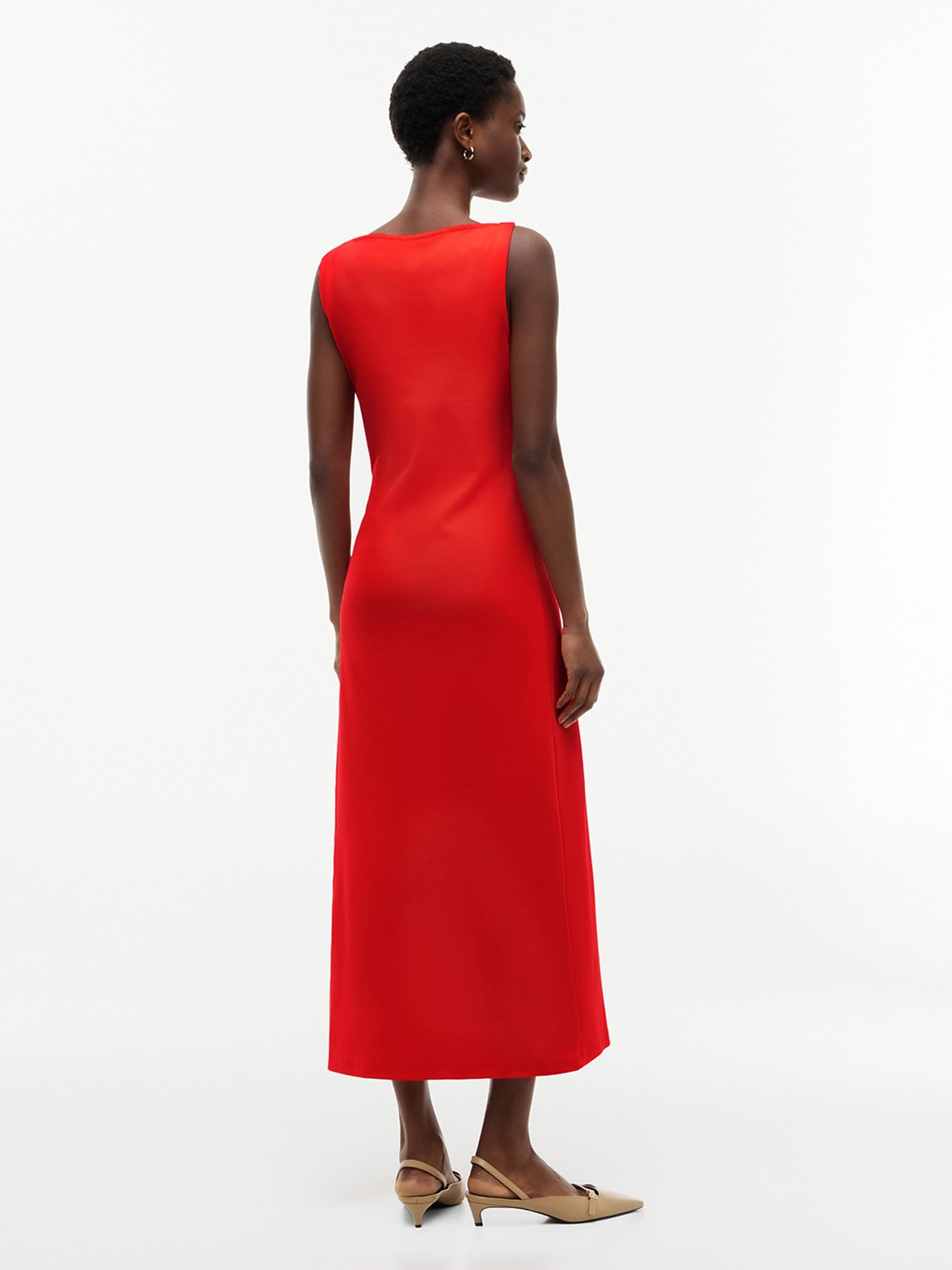 Vestido Midi de Malha Entrelaçada com Nó